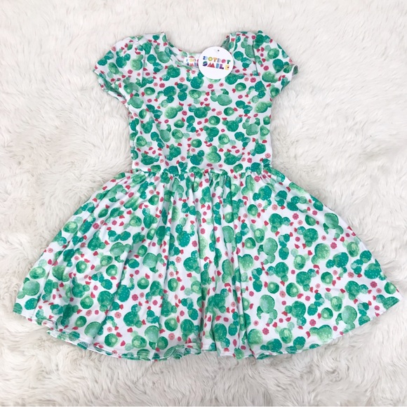 Dot Dot Smile Other - DOT DOT SMILE Toddler Girl Cactus Print Cap Sleeve Dress Size 2T Green White New